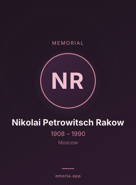 Memorial portrait of Nikolai Petrowitsch Rakow