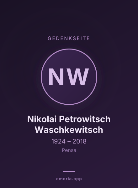 Gedenkportrait von Nikolai Petrowitsch Waschkewitsch