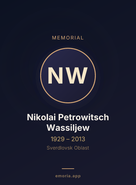 Memorial portrait of Nikolai Petrowitsch Wassiljew