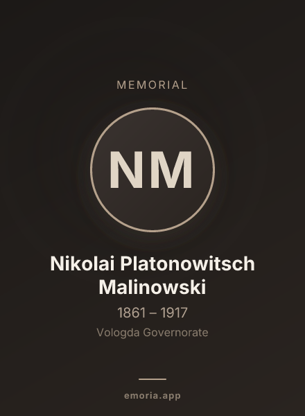 Memorial portrait of Nikolai Platonowitsch Malinowski