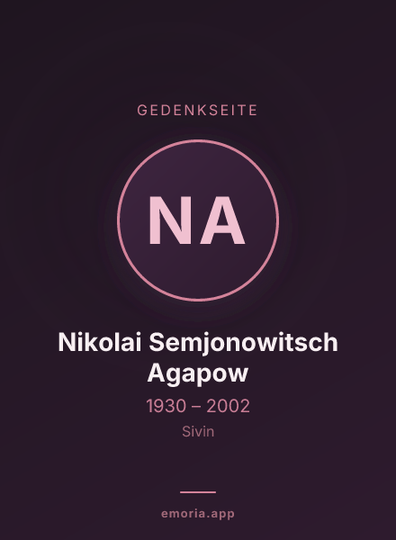 Gedenkportrait von Nikolai Semjonowitsch Agapow