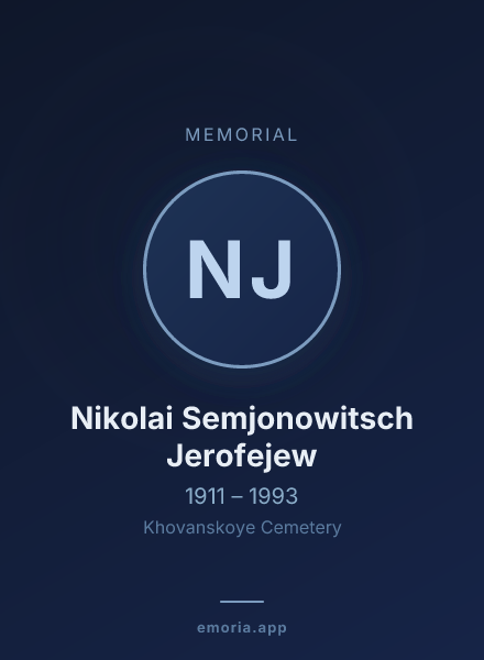 Memorial portrait of Nikolai Semjonowitsch Jerofejew