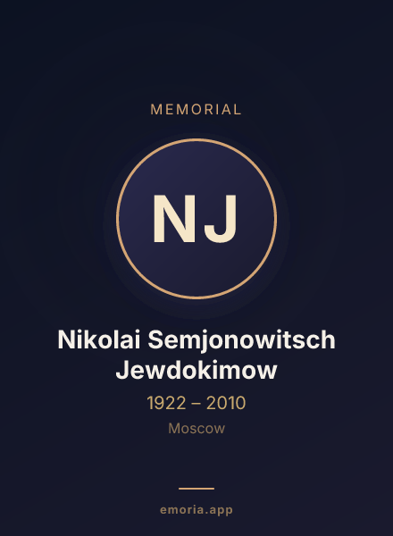 Memorial portrait of Nikolai Semjonowitsch Jewdokimow