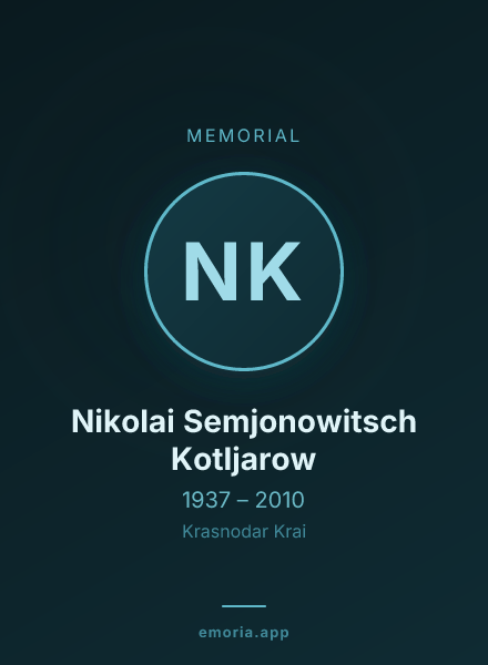 Memorial portrait of Nikolai Semjonowitsch Kotljarow