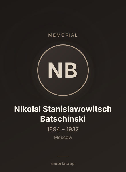 Memorial portrait of Nikolai Stanislawowitsch Batschinski
