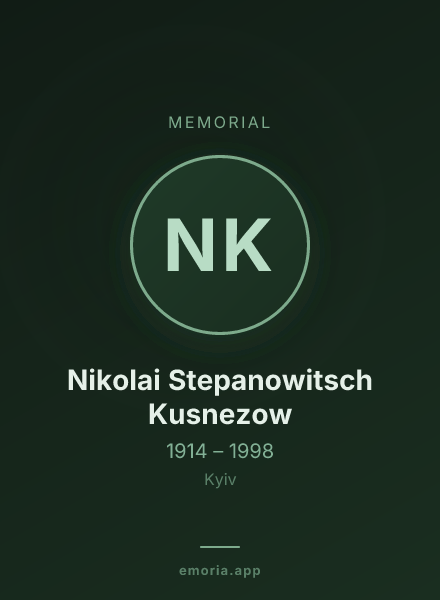 Memorial portrait of Nikolai Stepanowitsch Kusnezow