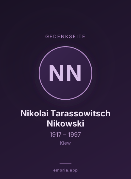 Gedenkportrait von Nikolai Tarassowitsch Nikowski