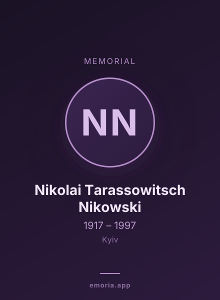 Memorial portrait of Nikolai Tarassowitsch Nikowski