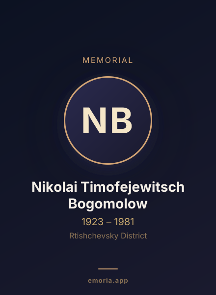 Memorial portrait of Nikolai Timofejewitsch Bogomolow