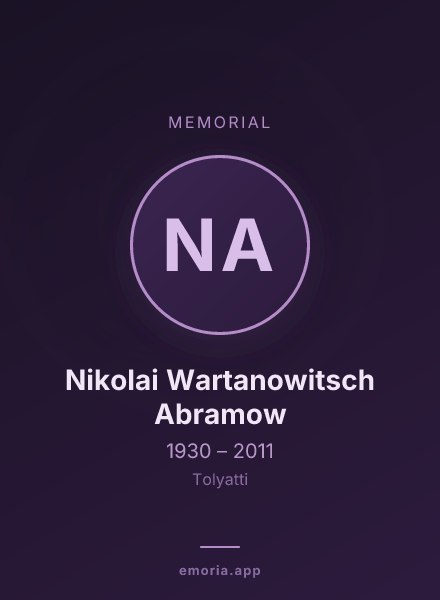 Memorial portrait of Nikolai Wartanowitsch Abramow