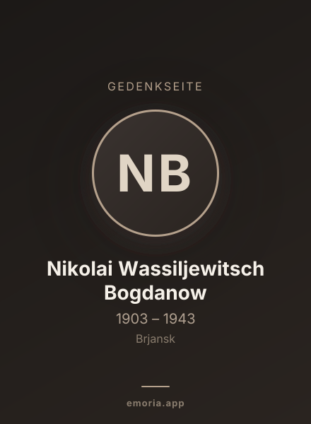 Gedenkportrait von Nikolai Wassiljewitsch Bogdanow