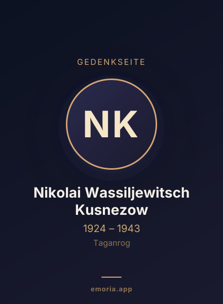 Gedenkportrait von Nikolai Wassiljewitsch Kusnezow