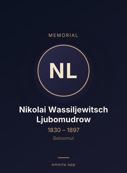 Memorial portrait of Nikolai Wassiljewitsch Ljubomudrow