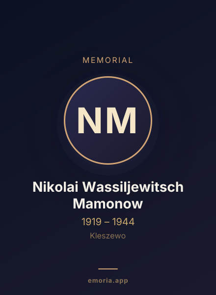 Memorial portrait of Nikolai Wassiljewitsch Mamonow