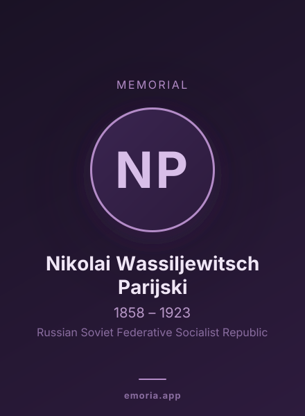 Memorial portrait of Nikolai Wassiljewitsch Parijski