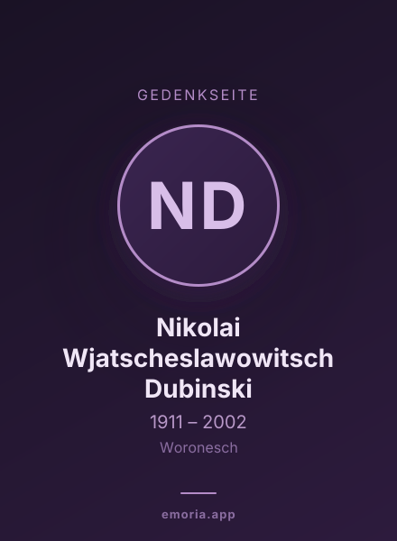 Gedenkportrait von Nikolai Wjatscheslawowitsch Dubinski
