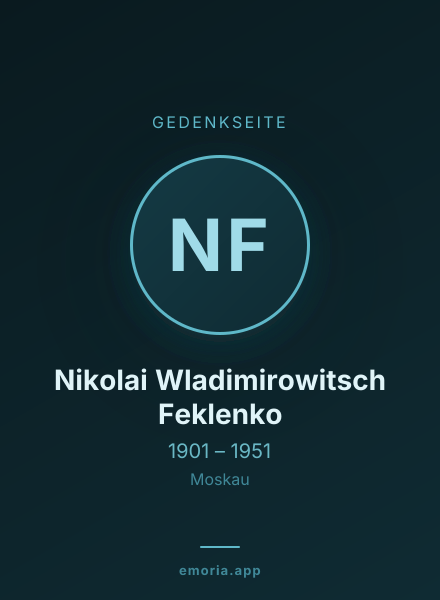 Gedenkportrait von Nikolai Wladimirowitsch Feklenko