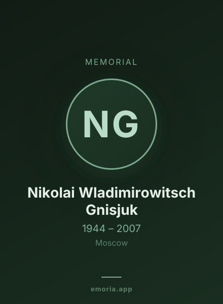 Memorial portrait of Nikolai Wladimirowitsch Gnisjuk