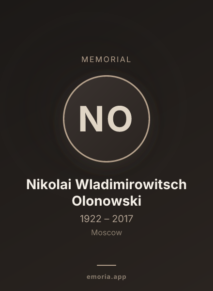 Memorial portrait of Nikolai Wladimirowitsch Olonowski