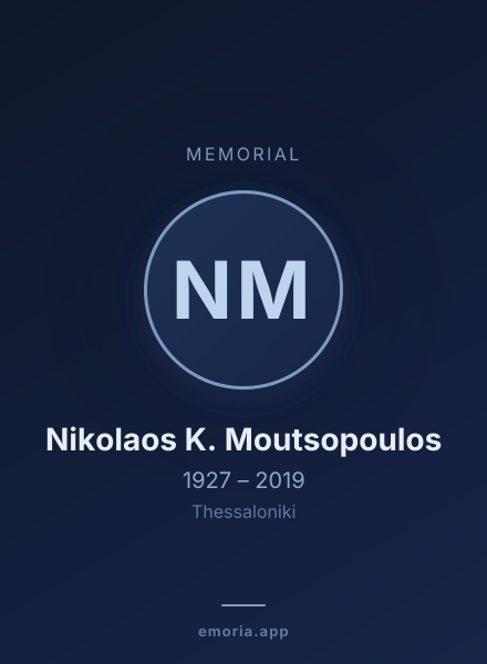 Memorial portrait of Nikolaos K. Moutsopoulos