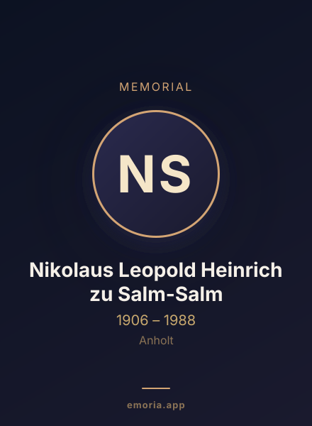 Memorial portrait of Nikolaus Leopold Heinrich zu Salm-Salm