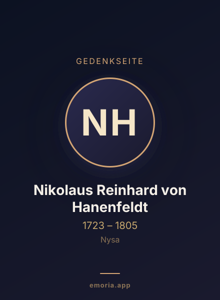 Gedenkportrait von Nikolaus Reinhard von Hanenfeldt
