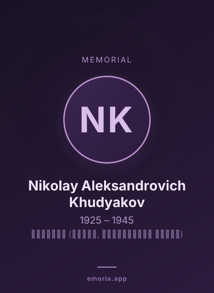 Memorial portrait of Nikolay Aleksandrovich Khudyakov