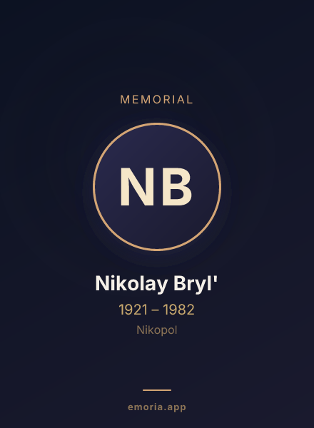 Memorial portrait of Nikolay Bryl'