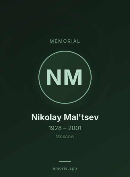 Memorial portrait of Nikolay Mal'tsev