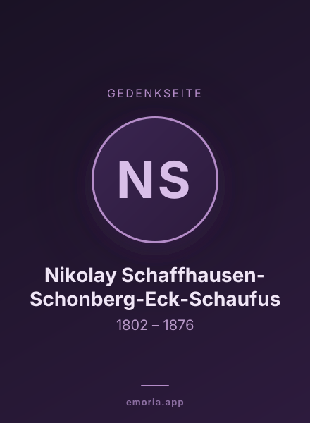 Gedenkportrait von Nikolay Schaffhausen-Schonberg-Eck-Schaufus