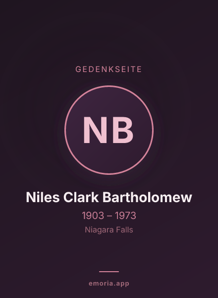 Gedenkportrait von Niles Clark Bartholomew