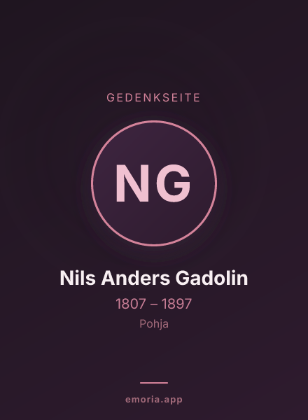 Gedenkportrait von Nils Anders Gadolin