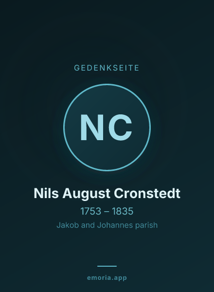 Gedenkportrait von Nils August Cronstedt
