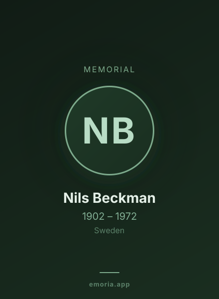 Memorial portrait of Nils Beckman