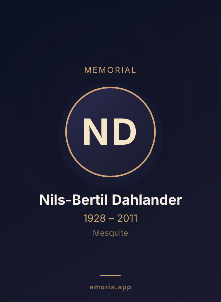 Memorial portrait of Nils-Bertil Dahlander