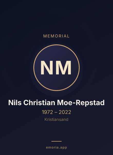 Memorial portrait of Nils Christian Moe-Repstad