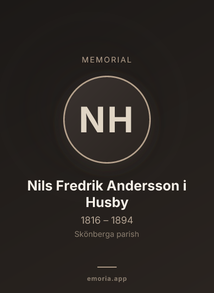 Memorial portrait of Nils Fredrik Andersson i Husby
