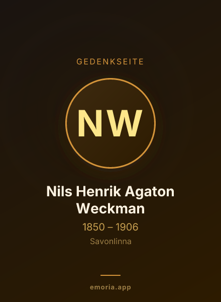 Gedenkportrait von Nils Henrik Agaton Weckman