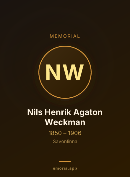 Memorial portrait of Nils Henrik Agaton Weckman