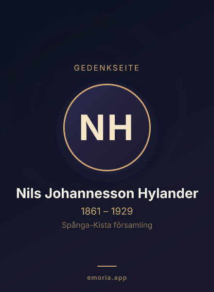 Gedenkportrait von Nils Johannesson Hylander