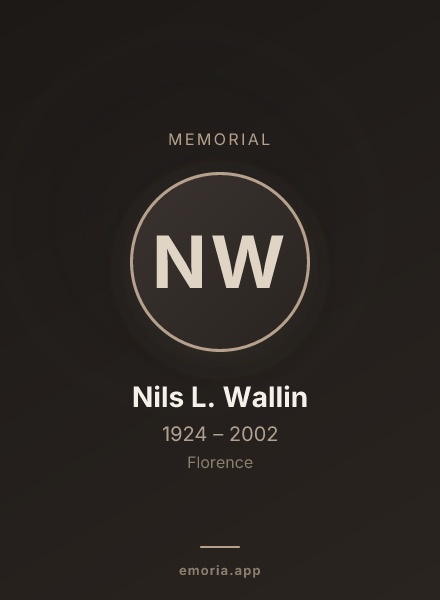 Memorial portrait of Nils L. Wallin