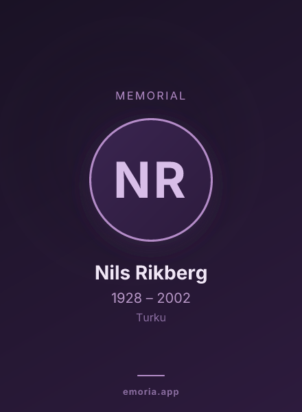 Memorial portrait of Nils Rikberg