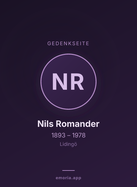 Gedenkportrait von Nils Romander