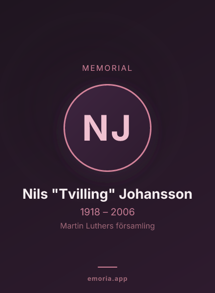Memorial portrait of Nils "Tvilling" Johansson