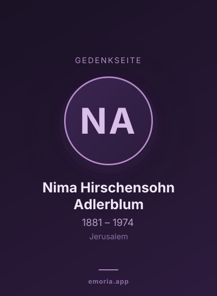 Gedenkportrait von Nima Hirschensohn Adlerblum