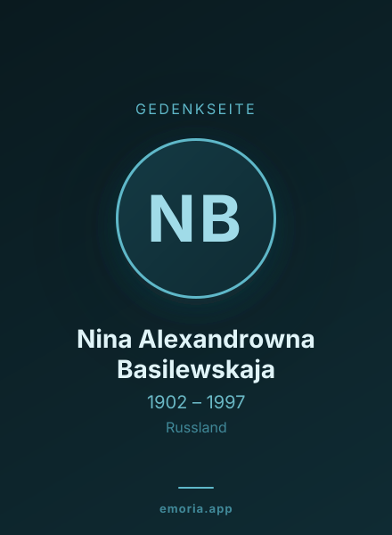 Gedenkportrait von Nina Alexandrowna Basilewskaja