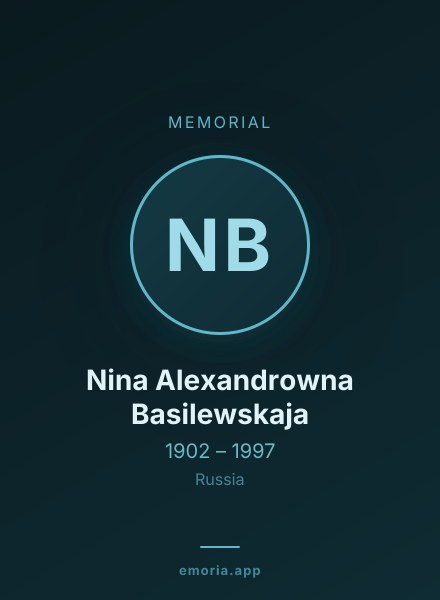 Memorial portrait of Nina Alexandrowna Basilewskaja