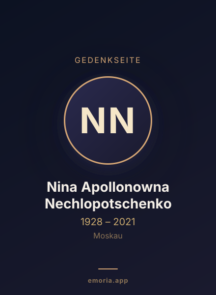 Gedenkportrait von Nina Apollonowna Nechlopotschenko