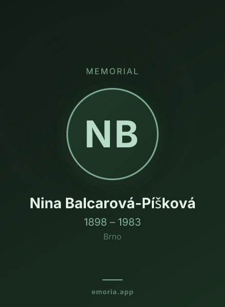 Memorial portrait of Nina Balcarová-Píšková