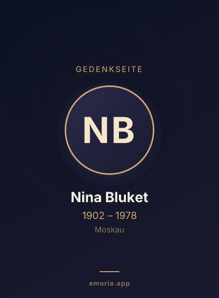 Gedenkportrait von Nina Bluket